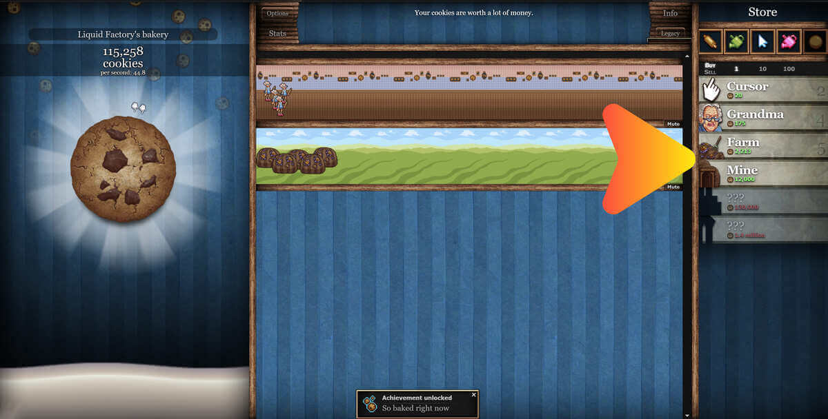 Purchase upgrades and buildings